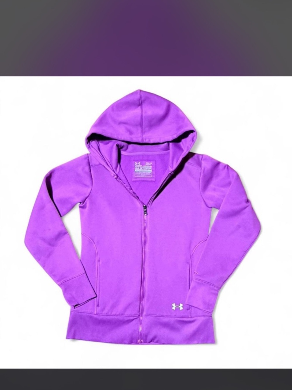 Under Armour UA Storm Purple Full Zip Hoodie Small Fleece Lined Athletic Jacket